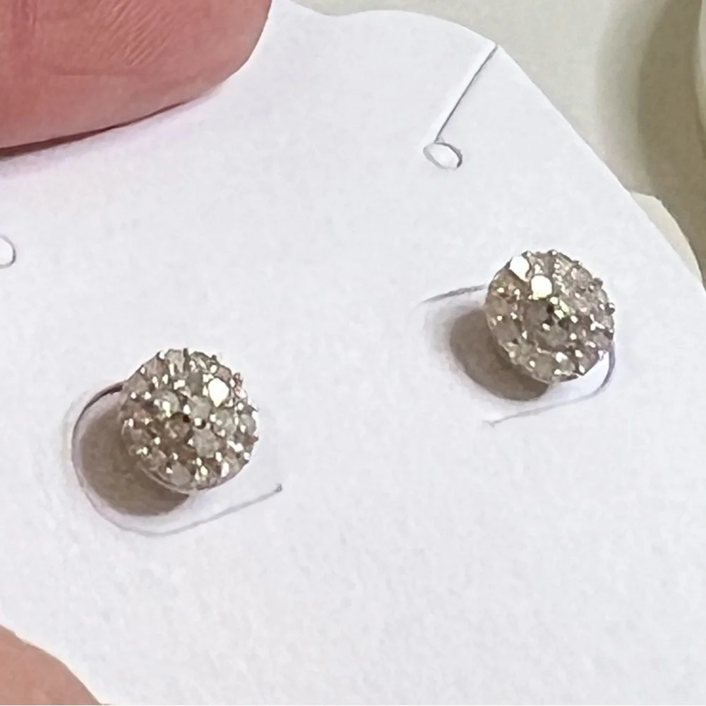 Adornia Diamond Pave Post Earrings set in 925 Silver. - Picture 5 of 7